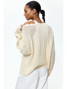 H&M - Women Beige Pointelle-Knit Jumper