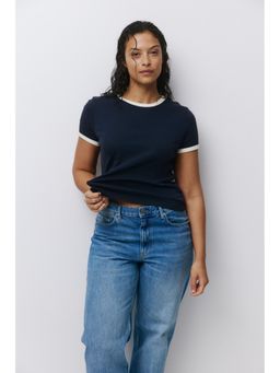 H&M - Women Blue Cotton T-Shirt