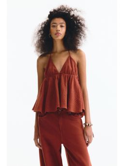 H&M - Women Orange Cotton halterneck top