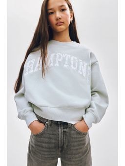 H&M - Girls Green Motif-Detail Sweatshirt