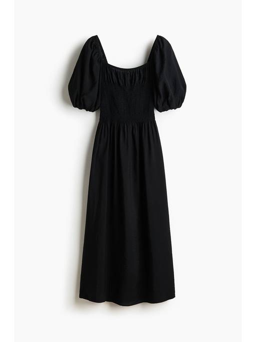 Buy H&M Women Black Smocked-waist dress (XS) Online