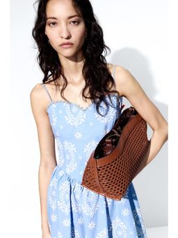 H&M - Women Blue Embroidered Tie-Strap Dress