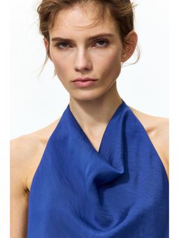 H&M - Women Blue Cowl-Neck Halterneck Top