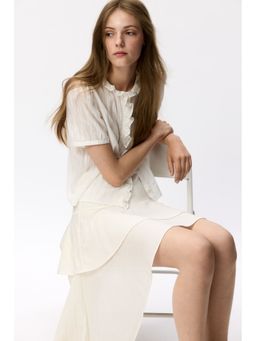 H&M - Women White Draped-panel tiered skirt