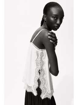 H&M - Women White Lace-Trimmed Strappy Top