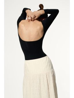 H&M - Women White Textured Jersey Midi Skirt