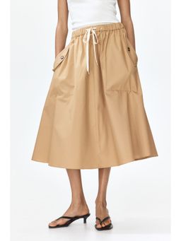H&M - Women Beige Cotton twill drawstring skirt