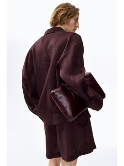 H&M - Women Brown Oversized Linen Shirt