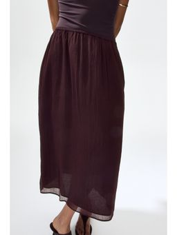 H&M - Women Brown Crinkled chiffon skirt