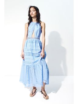 H&M - Women Blue Broderie anglaise poplin dress