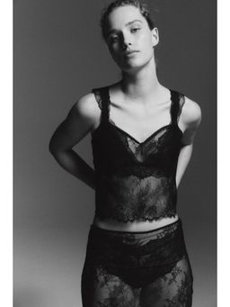 H&M - Women Black Short Lace Top