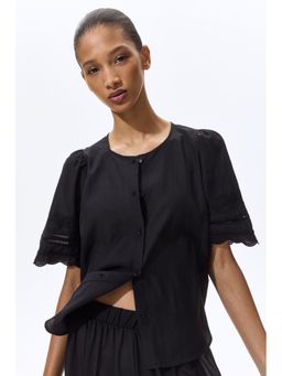 H&M - Women Black Puff-Sleeved Top