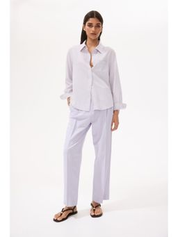 H&M - Women Purple Linen-Blend Trousers
