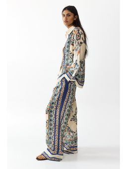 H&M - Women Beige Oversized Printed Shirt