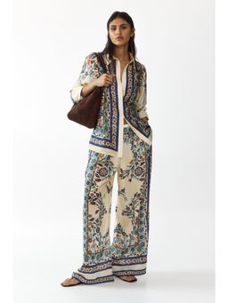 H&M - Women Beige Printed Pull-On Trousers