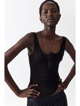 H&M - Women Black Ribbed vest top
