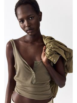 H&M - Women Green Ribbed vest top