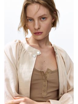 H&M - Women Beige Ribbed vest top