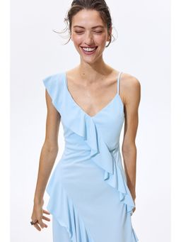 H&M - Women Blue Flounced Jersey Dress