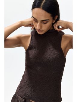 H&M - Women Brown Textured jersey top