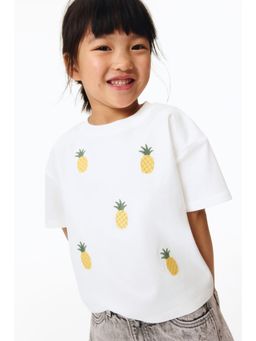 H&M - Girls White Embellished T-Shirt