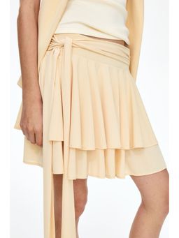H&M - Women Yellow Tiered Tie-Belt Skirt