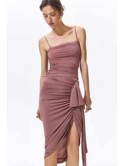 H&M - Women Pink Draped tie-detail skirt