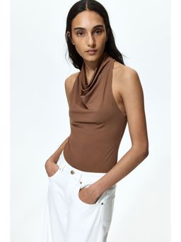 H&M - Women Brown Cowl-neck Bodysuit