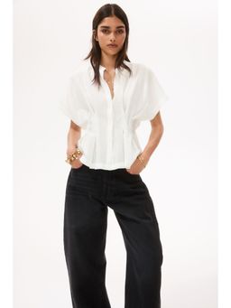 H&M - Women White Waisted Viscose-Blend Shirt