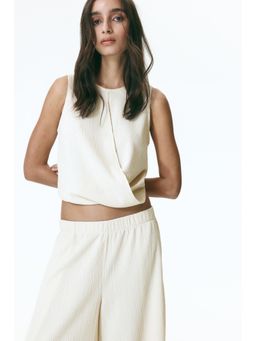 H&M - Women Beige Wrap-detail crinkled top
