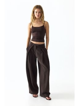 H&M - Women Brown Wrap-Detail Balloon Trousers