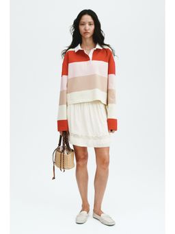 H&M - Women White Lace-Inset Viscose Mini Skirt