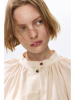 H&M - Women Beige Balloon-Sleeved Modal Jacket