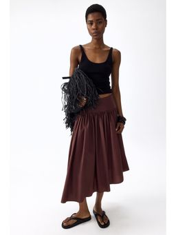 H&M - Women Brown Asymmetric Midi Skirt