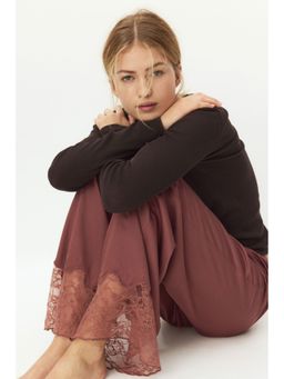 H&M - Women Red Lace-trimmed satin pyjama bottoms