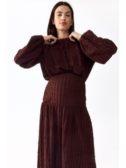 H&M - Women Brown MAMA Balloon-sleeved top