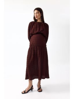 H&M - Women Brown MAMA Textured jersey midi skirt