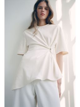 H&M - Women White Draped-Detail Asymmetric Top