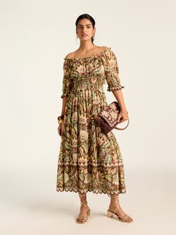 Label Ritu Kumar - Brown Inca Long Dress