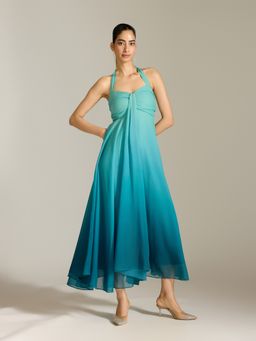 Label Ritu Kumar - Teal Elvina Long Dress