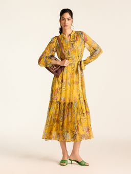 Label Ritu Kumar - Yellow Vesna Long Dress with Camisole