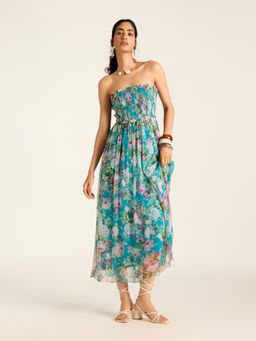 Label Ritu Kumar - Teal Rosie Long Dress
