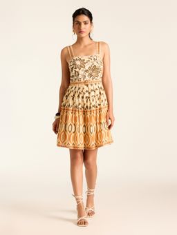 Label Ritu Kumar - Off White Ecru Anemonne Short Dress