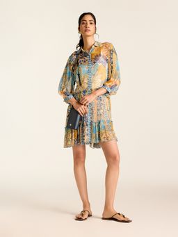Label Ritu Kumar - Multi Colour Eleni Short Dress with Camisole
