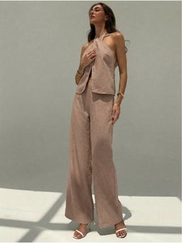 Outzidr - Brown Halter Neck Co-Ord Set