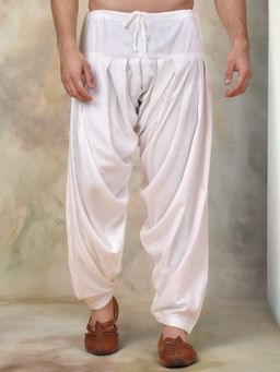 Jompers - White Viscose Rayon Dhoti for Men