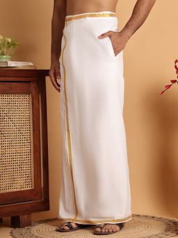 Jompers - Readymade Pocket Dhoti with Golden Zari Border