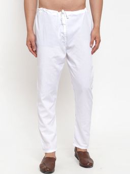 Jompers - White Solid Cotton Pyjama for Men