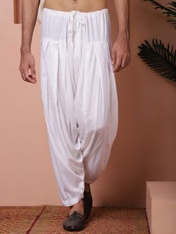 Jompers - White Viscose Rayon Dhoti Salwar for Men