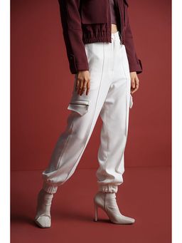 The Dapper Lady - Ivory Zipped Joggers